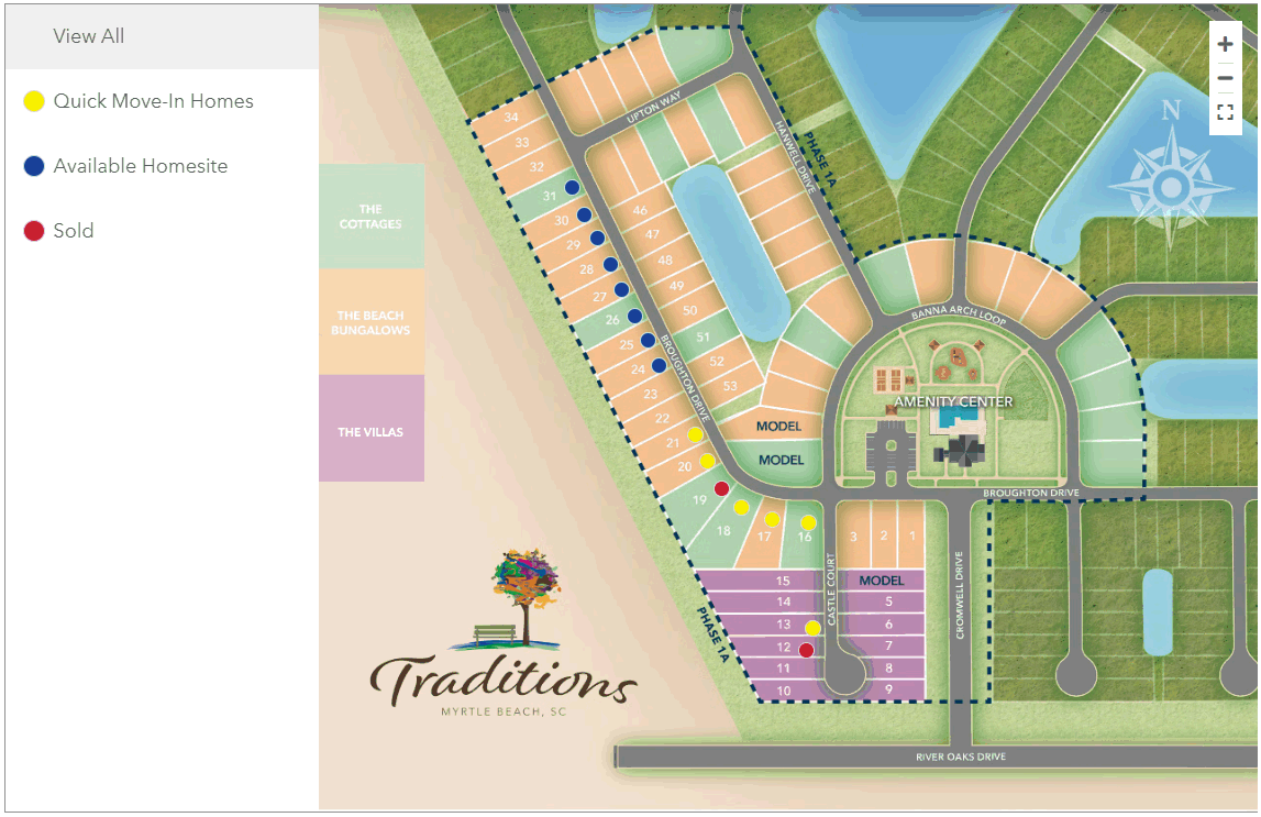 Community Map of the new home community of Traditions at Carolina Forest by Chesapeake Homes