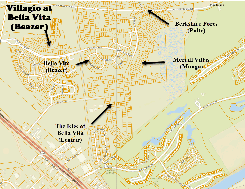 New homes community of Bella Vita in Carolina Forest